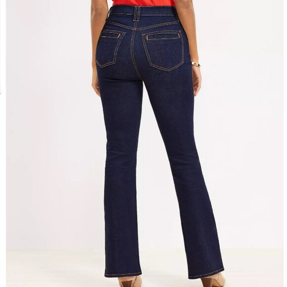 Loft Curvy Welt Patch Pocket High Rise Slim Flare Jeans 31/12 - Picture 2 of 7